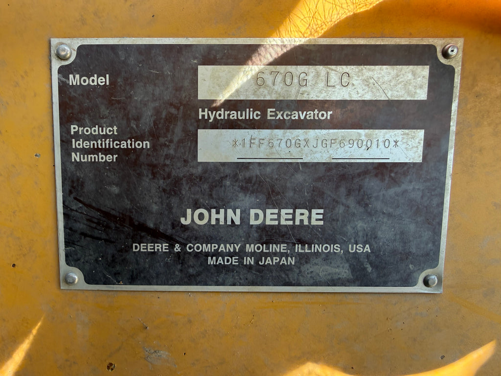 2017 Deere 670G LC with 11,505 Hrs
